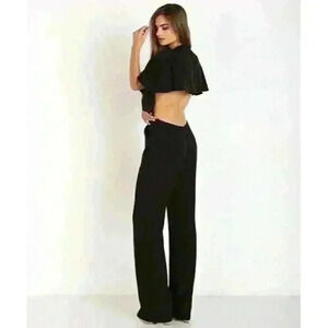The Jetset Diaries Sahara Black‎ Cape V Neck Jumpsuit Size Small